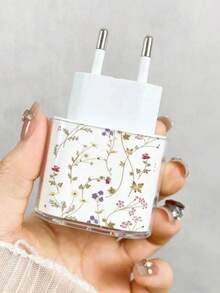 1套粉色櫻花/流蘇花/蝴蝶結透明充電器保護殼（相容20W），相容13/14/15歐規適配器保護套組，20W充電器含線保護殼透明保護殼與線材保護套，櫻花/流蘇花充電器保護殼，透明歐規插頭保護套，線材保護套，充電器配件 - 彩色 - 查看 6