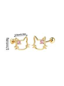 Artepollo 1pc 925 Sterling Silver Hypoallergenic Cat Ear Stud Earrings With Sparkling Cubic Zirconia, Dreamy Sweet Gift Box Packaging, Suitable For Daily Or Holiday Wear, Birthday Christmas New Year Gift For Girls And Friends - one-size - View 7