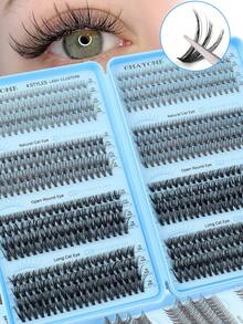640/544/200 Clusters D Curl Individual Eyelashes High Capacity Fake Lashes Extensions Kit, Natural Thick Segmented Lash With Bond And Seal,Tweezers,Brush, Long Lasting Wispy False Lash Book Beginner Friendly, For Daily And Quick Makeup, Easy To Use - Baby Blue - View 6