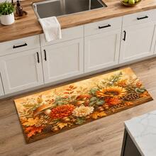 1pc Autumn Floral Harvest Pattern Diatomaceous Earth Kitchen Dish Drying Mat, Fast-Absorbing Quick-Dry Non-Slip Dish Drying Mat & Coffee Machine Mat, Suitable For Kitchen Countertop, Dining Table And Thanksgiving Home Decor - Multicolor - View 13