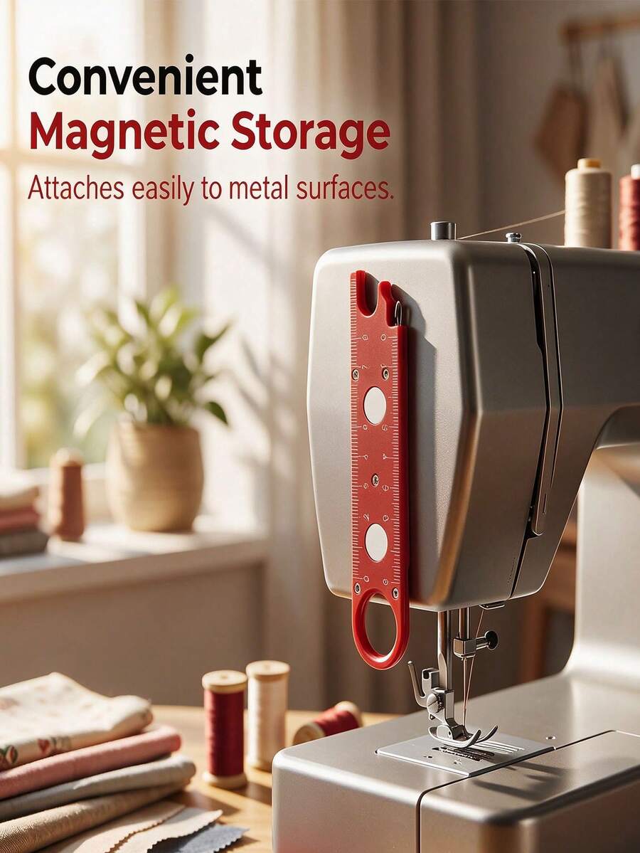 1/2pcs 4-In-1 Sewing Machine Threader, Automatic Threading, With Magnifier And Ruler, With Magnifier, Magnetic Guide And Built-In Ruler, Suitable For Tailors And Quilting Enthusiasts For Quick Threading, Sewing Supplies