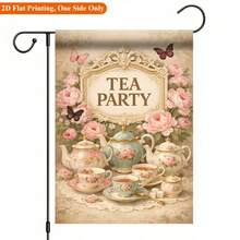 2D Flat Print Garden Flag 1pc, Tea Party Decor Garden Flag - Single-Sided Printed Outdoor Decoration, Suitable For Home And Garden, Holiday Decoration, Durable Polyester, 11.8X17.7 Inches, Flag Pole Not Included - A - View 5