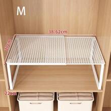 1pc Stackable Metal Closet Storage Shelf, Expandable Wardrobe Layer Organizer, Space Saving Clothes Rack For Bedroom Cabinet - Multicolor - View 7