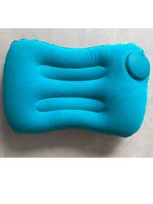 1pc Camping Inflatable Travel Pillow, Portable Neck Pillow, One-Press Inflation, Compact Air Pillow, Suitable For Beach, Office, Home, Travel - Peacock Blue - View 11