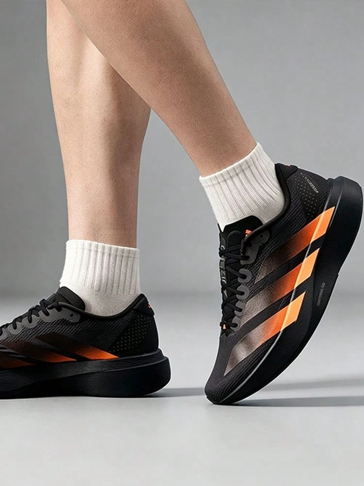 adidas Adizero Evo SL 舒適經典黑橙色增高跑步鞋 男款 - 黑橙色 - 查看 1