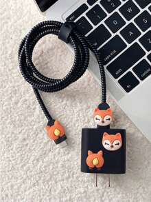 Cartoon Cow Charger Protective Case Set, Cartoon Animal Data Cable Protector For IPhone 13/12/11 Charger Cable Organizer 18/20W Fast Charging Head Anti-Breakage Cable Winder, Gift For Boyfriend/Girlfriend - Cartoon Cow - View 15