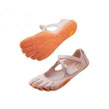Women Coral Orange Five Toe Barefoot Yoga Shoes, Non Slip Soft Sole Pilates Dance Sneakers, Adjustable Strap Indoor Training Fitness Footwear - White - View 3