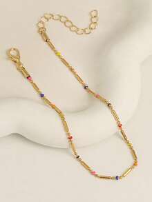 Bohemian Style Colorful Round Bead Chain-Style Ankle Chain, Simple And Versatile, Fine Chain Accessory For Women - Multicolor - View 2