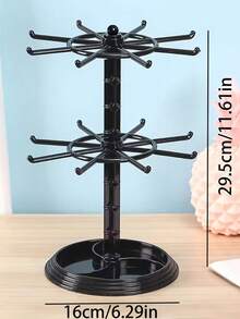 1pc 2/3 Layer Rotating 16-Hook Storage Rack, Adjustable Lower Layer Spacing Keychain Display Stand, Multi-Layer Entryway Storage Rack, Suitable For Keys, Glasses, Jewelry, Small Accessories, Convenient Home Entryway Storage Rack - Multicolor - View 10