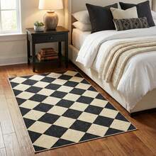 Tappeto runner morbido a rombi, tappeto sottile lavabile dai colori pastello, antiscivolo a rombi per ingresso, camera da letto, corridoio, lavanderia, bagno per gli ospiti - Caffè nero - Visualizzare 5