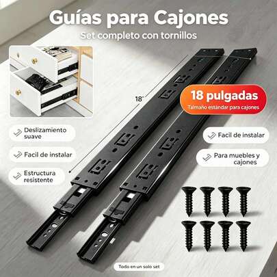 Drawer Slides, 18/20" Soft Close Drawer Slides, 3 Sections Full Extension With Ball Bearings, Telescopic Side Support For Closet, 100 Lb Capacity, Full Extension Push Open Drawer Slides, Handleless Drawer Slides, Suitable For Dresser, Cabinet, Kitchen, Bedroom Furniture, 18/20 Inch Full Extension Slides