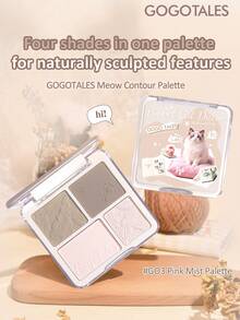GOGO TALES Meow 4-Color Contour Palette, Matte Shades, Suitable For Cheek Contouring, Nose Shadowing And Facial Shading, Creates Highlighting Effect, All-In-One Contour And Highlighter Palette, Suitable For Beginners, GOGOTALES - #G03 Pink Mist - View 1