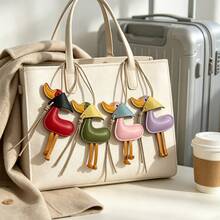 Duck Leather Keychain Ins Style Cute Backpack Charm Accessory Versatile Leather Keyring Couple Small Gift, Bag Pendant, Fashionable Versatile Accessory, Beach Style Decoration, Suitable For Couple Gift, Holiday Gift, Graduation Gift, Birthday Gift, Back To School Gift - Multicolor - View 1