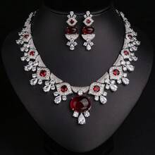 1 Set Fashion Women's Jewelry Set, Cubic Zirconia Inlaid, Earrings, Necklace, Suitable For Women/Brides, Festivals/Parties, Weddings/Banquets, Gifts - Jewelry Set - View 2