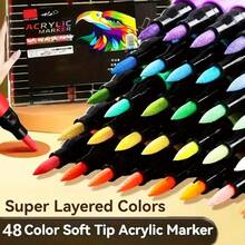 24/80 Colors Acrylic Marker Pens, Suitable For Scrapbooking, Black Paper, Stone Painting, Ceramics, Glass, Wood, Fabric, Canvas Cups And DIY Crafts Professional Use, Multi-Functional Art Tool - Multiple Styles - View 2