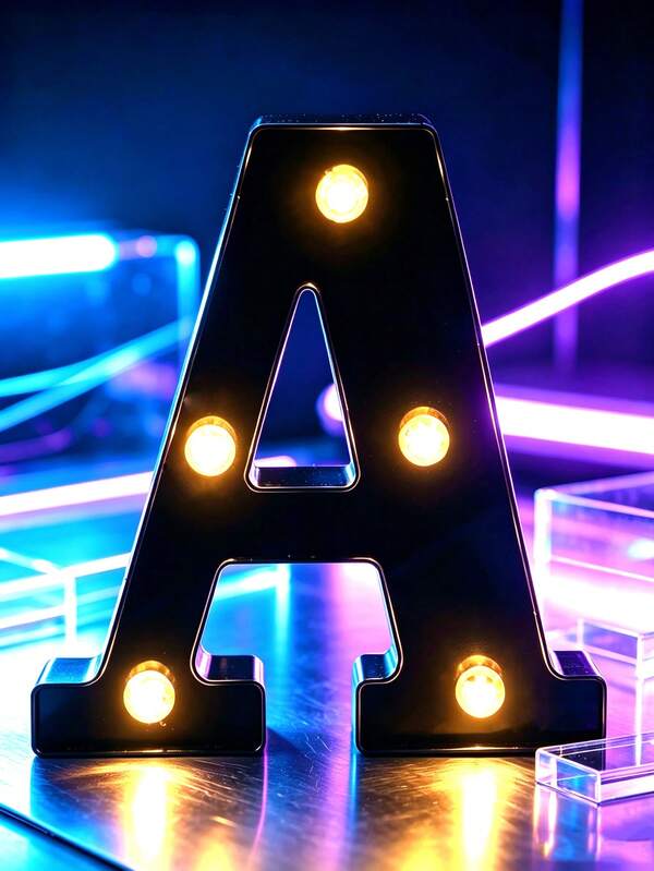1 pièce 16cm/6,3in Décoration de chambre lumineuse créative, lumière de lettre noire, lumière de nuit à LED alimentée par batterie, lumière de décoration d'ambiance de chambre, lumière de lettre de décoration pour mariage, anniversaire, fête, anniversaire, lumière de lettre de décoration d'Halloween, lumière de lettre de décoration de proposition