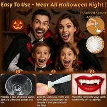 Vampire Teeth Vampire Fangs 3 Sizes (1.3, 1.5, 1.7) Halloween Vampire Fangs Suitable For Adult Cosplay With Adhesive Backing Vampire Accessories Costume Makeup Cosplay Teeth 3 Pairs With Adhesive Backing - Multicolor - View 5