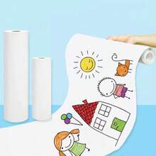 Fournitures de dessin pour la rentrée scolaire en classe, peinture et gribouillage pour la maternelle, papier de dessin blanc pur en rouleau long pour la peinture, le coloriage et le remplissage, papier de dessin pour gribouillage des enfants, canevas de 100m pour la maternelle sans salir les murs, papier d'art épaissi en rouleau complet super long, papier de peinture pour la rentrée scolaire, papier de dessin découpable pour usage en classe - Largeur 30 cm - Voir 7