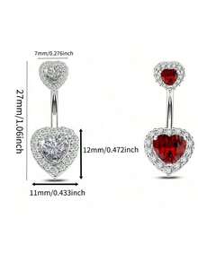 1 buah Cincin Tindik Pusar Bentuk Hati yang Lucu dan Seksi dari Baja Tahan Karat 304, Perhiasan Tindik Pusar Gaya Gadis Manis dan Keren dengan Rhinestone - MultiWarna - View 10