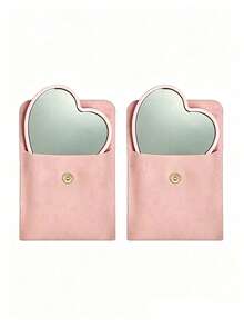 8/4/2pcs Heart-Shaped Makeup Mirror And Makeup Bag Set, Pink Glass Makeup Mirror With Elegant Makeup Bag, Portable Makeup Mirror Set, Suitable For Women, Party Gift, Women's Birthday, Holiday Gift, Bridal Gift, Back To School, Home Decor, Home Supplies, Household Essentials, Gift For Women, Gift For Men, Gift For Mother, Gift For Father, Gift For Grandfather, Gift For Grandmother - Multicolor - View 9