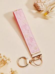 1pc New Fashion Polyester Fabric Keychain, Heat Transfer Printing Fabric Strap Keychain Bag Pendant - Multicolor - View 6
