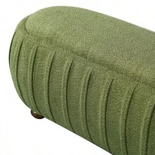 Upholstered Ottoman, Oval Shape - Olive Green + Boucle + Foam + Solid Wood+MDF1 - View 8