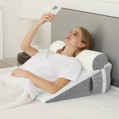 Longzhuo Almohada de Cuña Triangular, Almohada Antireflujo ácido Adulto, Almohada de Cuña para Cama, para Soporte de Piernas/Espalda/Cabeza, Alivia Ronquidos y Dolor Lumbar, Ideal para Postcirugía