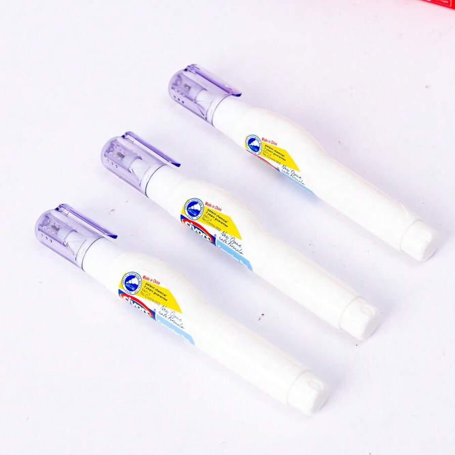 Quick-Dry White Correction Pen, Portable Liquid Correction Fluid, Student School Office Stationery - 4-pack - View 1