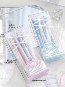4pcs Soft Ribbon Gel Pen Set, Ballet Pen Style, 0.38mm/0.5mm Ballpoint Tip, Quick-Dry Black Ink, Smooth Writing, Back To School Gift - Multi Colors - View 6