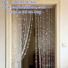 8pcs Set, Total Length 1600cm, Rainbow Color Bead Curtain Partition, High-Quality Acrylic Material, Equipped With Hooks And Adhesive Hooks, Easy Installation, Suitable For Living Room And Bedroom. - Sunflower Teardrop Rhinestones - View 2