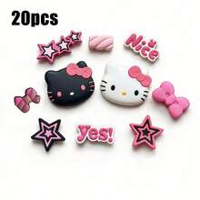 12件/10件 Sanrio Hello Kitty 經典角色公仔套組，適用於鞋子裝飾、包包裝飾、行李裝飾，美化鞋子與靴子，假日派對小禮物的完美選擇（不含鈕扣） - 查看 13