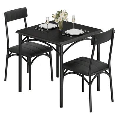 Juego de mesa de comedor de 3 piezas para 2 personas, mesa cuadrada de cocina que ahorra espacio y 2 sillas tapizadas, juego de mesa de cocina cuadrada de estilo granja, muebles de comedor compactos para apartamento, estudio