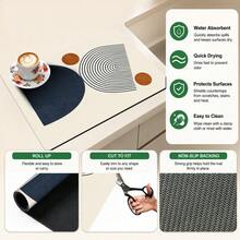 1 pieza Alfombrilla de drenaje de cocina de tierra de diatomeas con patrón geométrico minimalista moderno, alfombrilla absorbente de secado rápido y antideslizante para máquina de café y secado de platos, adecuada para encimera de cocina y decoración del hogar - Multicolor - Ver 6