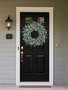 1pc 19" Eucalyptus Wreath, Artificial Floral Wreath With Lavender And Baby's Breath, Farmhouse Style Decor, Suitable For Front Door Porch, All Seasons - White - View 2