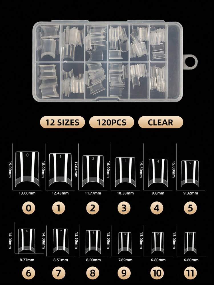 120/240/600片/盒 M號方形半覆蓋假指甲 半啞光加長甲片 極短杏仁形 軟膠美甲貼片 適合小甲床 - 彩色 - 查看 8