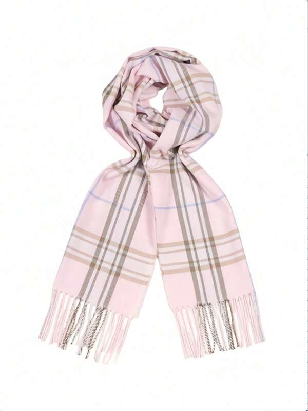 1pc Classic Plaid Scarf For Couples, Autumn/Winter Versatile Boyfriend Gift, High-End Fashion Double-Sided Korean Style Warm Neck Warmer, Blanket