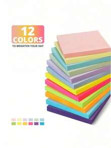 6/12/1pc 3*3 Inch Square Self-Adhesive Sticky Notes, Random Colors, Beautiful Macaron Vibrant Colors, Pure Minimalist Design, High-Quality Thick Paper Material, Strong Adhesion And Firmly Attached, School Supplies - Multicolor - View 2