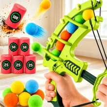 Small Ball Crossbow Launcher Trainer, Load Small Balls Into Crossbow, Pull Bow To Aim And Shoot. Indoor/Outdoor Interactive Target Practice Trainer. - Red - View 3