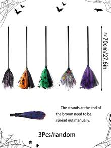 Halloween Witch Broom, Plastic Broom Prop, Suitable For Halloween Witch Costume Party Decoration, Halloween Performance, Cosplay Party, Halloween Costume Decoration Broom Set - Witch Broom - View 9