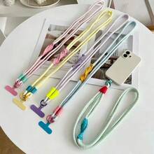Lanière de téléphone tressée Dopamine, sangle bandoulière à blocs de couleurs avec double boucle, sangle de remplacement pour sac et appareil photo, sangle d'épaule anti-perte, chaîne de sangle anti-vol créative haut de gamme - Multicolore - Voir 1