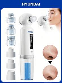 HYUNDAI 6-In-1 Electric Blackhead Remover Tool With Heating Function, Portable USB Rechargeable Pore Cleaner For Effective Facial Cleansing And Blackhead Removal - White - View 1