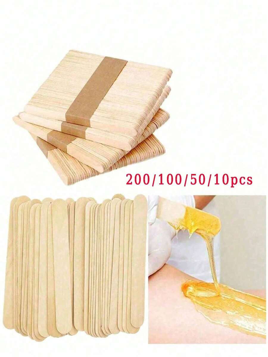 200pcs Natural Wooden Hair Removal Spatulas-Precision Tools For Hair Removal On The Eyebrows And Various Parts Of The Body. Serving As Both An Applicator And A Spreader, They Are Suitable For Use In Spas And At Home-A Summer Hair Removal Essential.