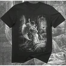 Camiseta de Tamara y Demon - Arte Gótico de Mihály Zichy, Ilustración de Dark Academia - Negro - Ver 1