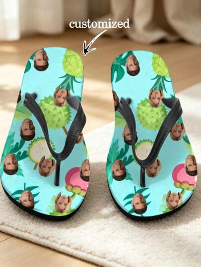 [Made In USA] Custom Men's And Women's Funny Face Flip Flops Gift, Photo Flip Flops Gift, Face Flip Flops, Bridal Flip Flops, Wedding Flip Flops