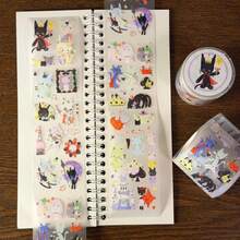 35cm/Loop Kawaii Cat Kingdom Fantasy Fairy Tale Watercolor Die-Cut Sticker For DIY Journal Scrapbooking Planners Gift Photo Card Supply - Black - View 3