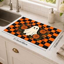 1 pieza Alfombrilla de drenaje de cocina de barro de diatomeas con patrón de fantasma de Halloween, alfombrilla absorbente de secado rápido y antideslizante para cafetera y secado de platos, adecuada para encimera de cocina y decoración del hogar festiva - Multicolor - Ver 11