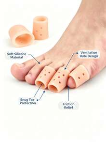 Silicone Toe Caps - Breathable Design, Suitable For Running, Hiking, Skating And Dancing - Soft Washable Elastic Toe Caps, Skin Tone, Finger/Toe Protectors, Toe Separators, Gift For Parents - Multicolor - View 1
