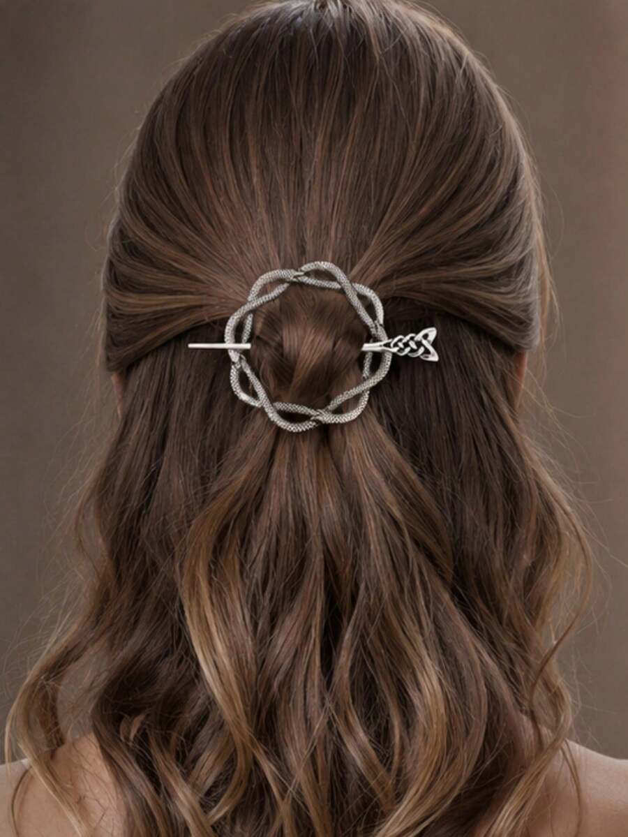 1pc Vintage Bohemian Snake-Shaped Twisted Hair Stick Celtic Knot Hair Accessory For Women - Multicolor - View 1