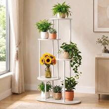 Modern Plant Stand 4/5/6 Tier Wooden Shelving & Metal Flower Rack For Indoor Garden & Outdoor Use - White - View 6