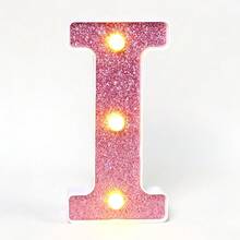 1個16cm/6.3英吋玫瑰粉LED發光字母燈，電池供電家居裝飾字母燈，適用於婚禮求婚、生日派對裝飾、週年紀念裝飾、臥室桌面字母燈及房間牆面裝飾字母 - 深粉紅色 - 查看 16